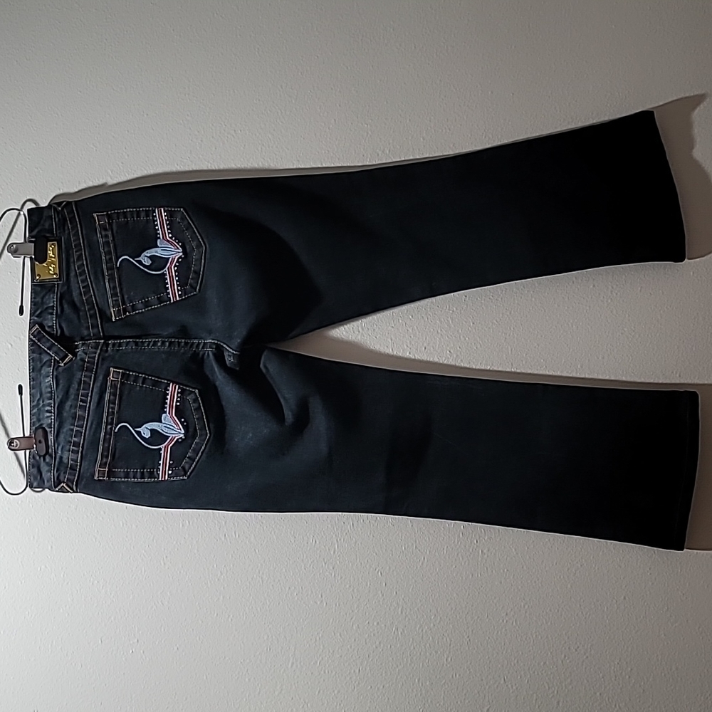COPY - BABY PHAT BOOTCUT VINTAGE 90's HIP HOP Y2K DARK WASH DENIM BLUE JEANS JU… - Picture 1 of 16